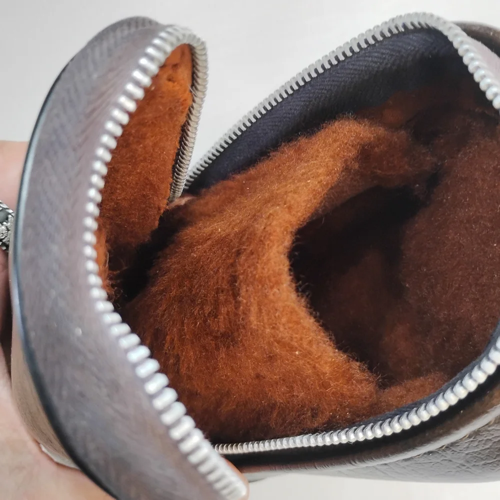 Vtg Wo/Men's Leather Belt Pouch Clip-on Waist Bag Soft 100% Cashmere Inside Nice